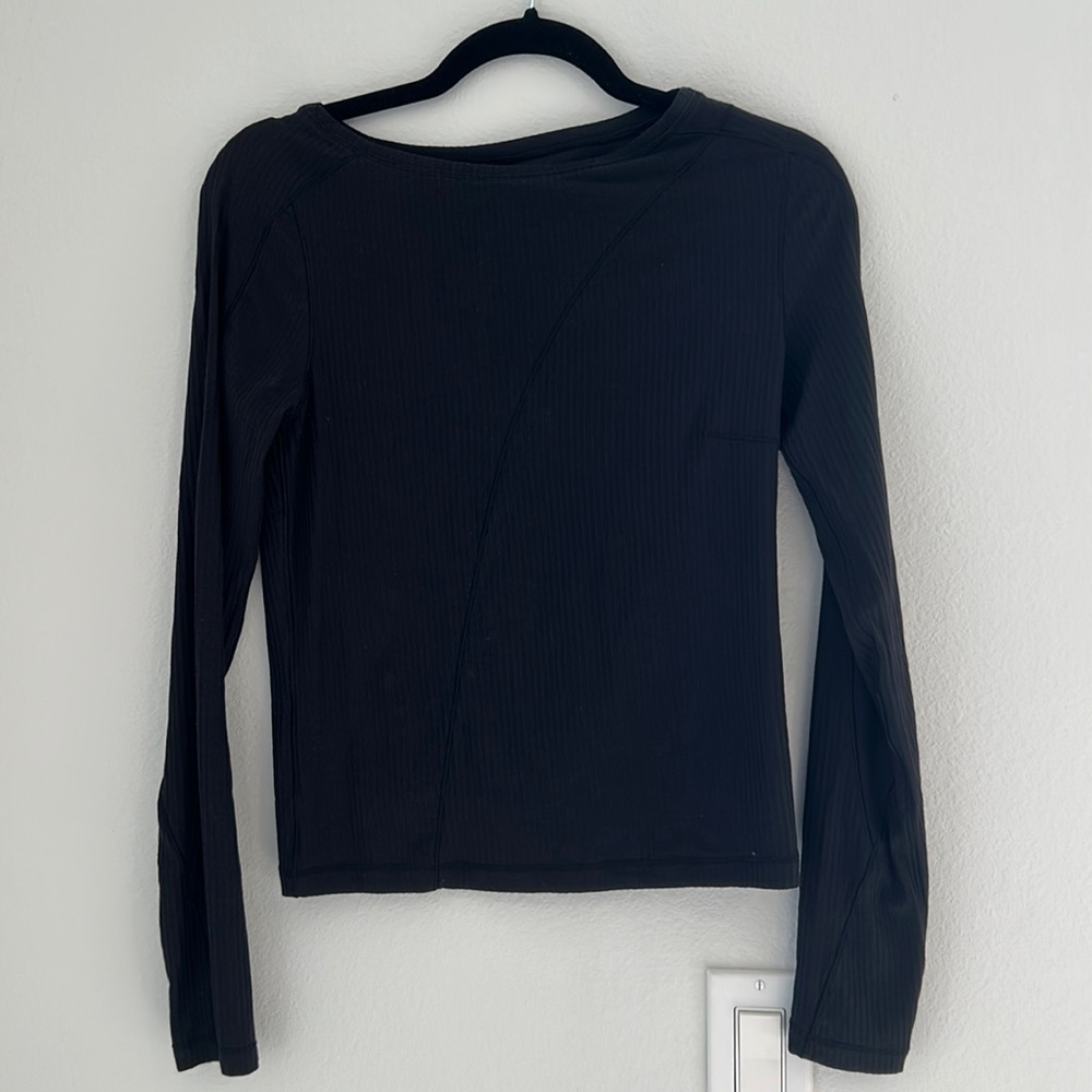 lululemon athletica asymmetrical Black Long Sleeve Top